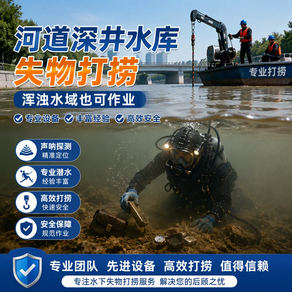 河道深井水库失物打捞，浑浊水域也可作业宿豫
