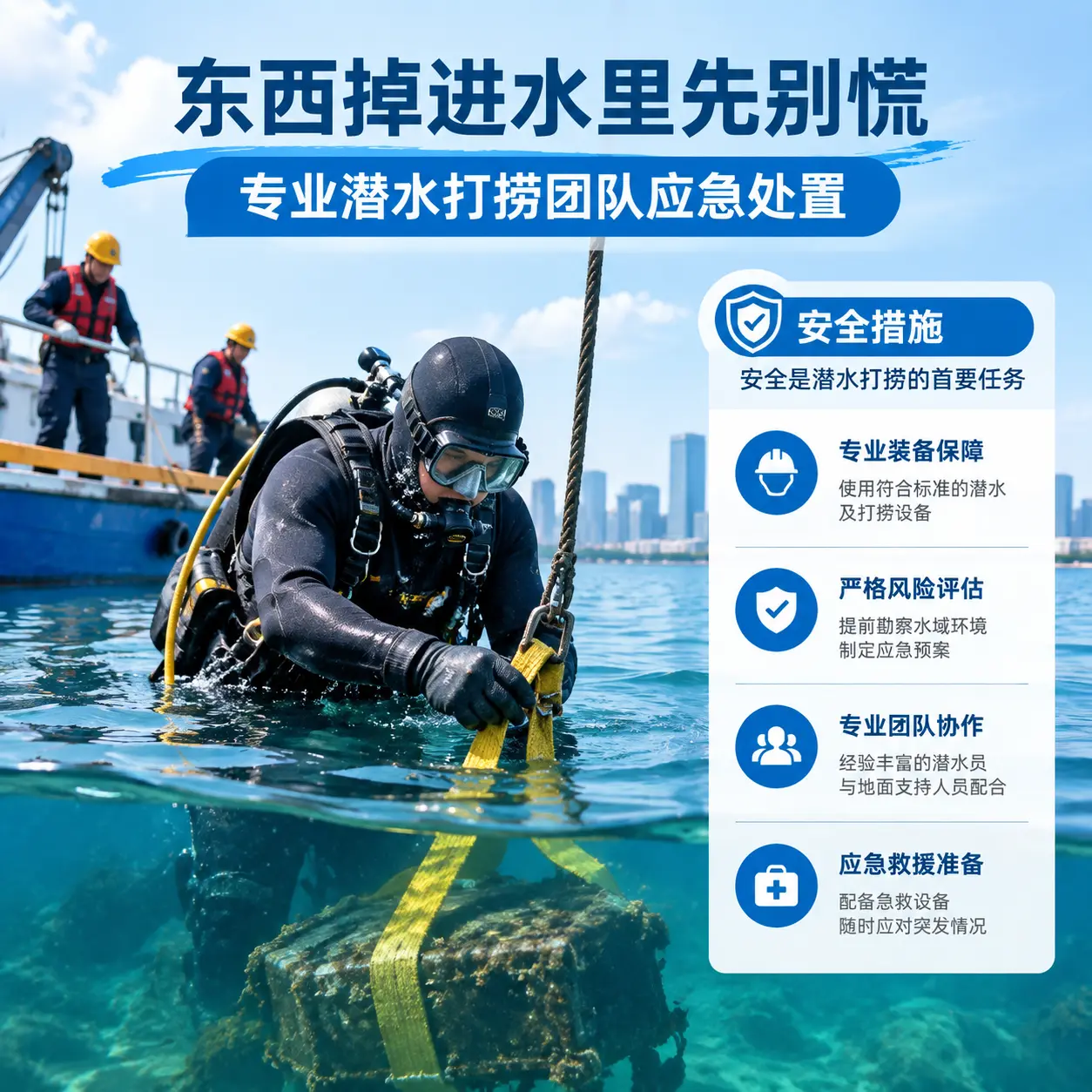 宿豫东西掉进水里先别慌,专业潜水打捞团队应急处置